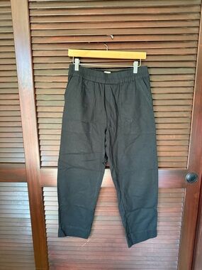 Black Womens Elastic-Waist Casual Pants